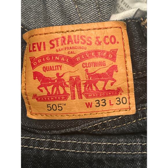 VGUC Levi's Dark Blue Denim Jeans Red Tag 505 Size 33x30 - Picture 3 of 6